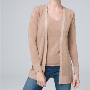 WHBM Shimmer Boyfriend Cardigan Rose Gold XS EUC